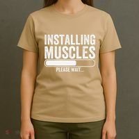 Funny Panda Installing Muscles Please Wait Gym Fitness T-Shirt thumb 4