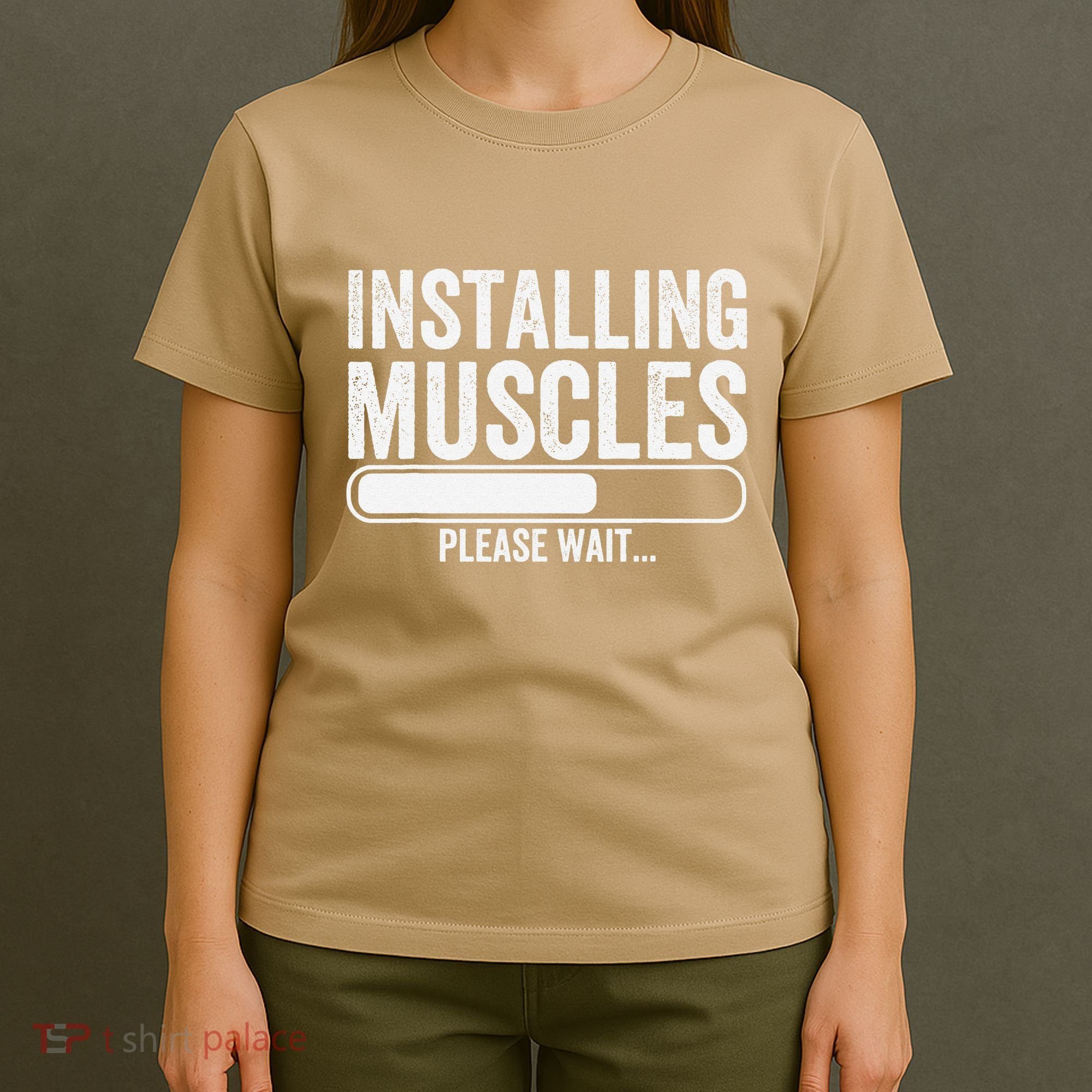 Funny Panda Installing Muscles Please Wait Gym Fitness T-Shirt