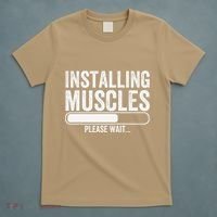 Funny Panda Installing Muscles Please Wait Gym Fitness T-Shirt thumb 5