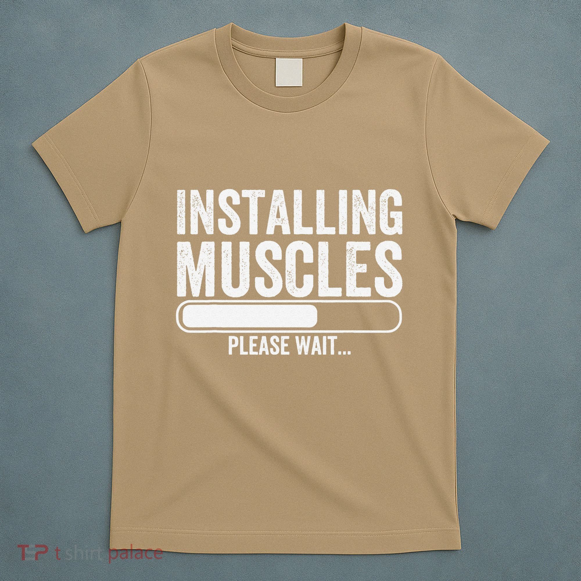 Funny Panda Installing Muscles Please Wait Gym Fitness T-Shirt
