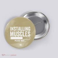 Funny Panda Installing Muscles Please Wait Gym Fitness Button thumb 0