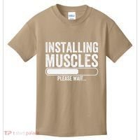 Funny Panda Installing Muscles Please Wait Gym Fitness Kids T-Shirt thumb 0