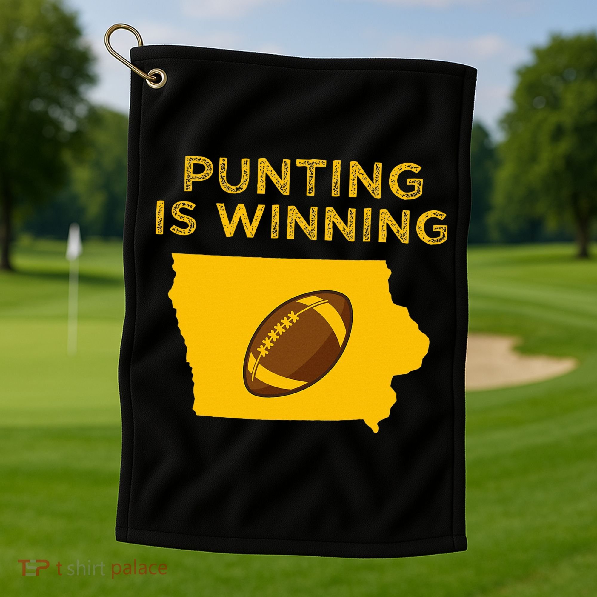 funny punting is winning iowa I cheer For The Punter Golf Towel