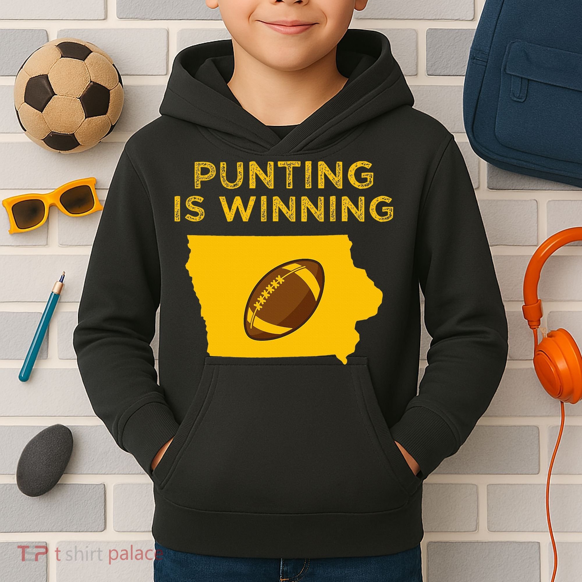 funny punting is winning iowa I cheer For The Punter Kids Hoodie
