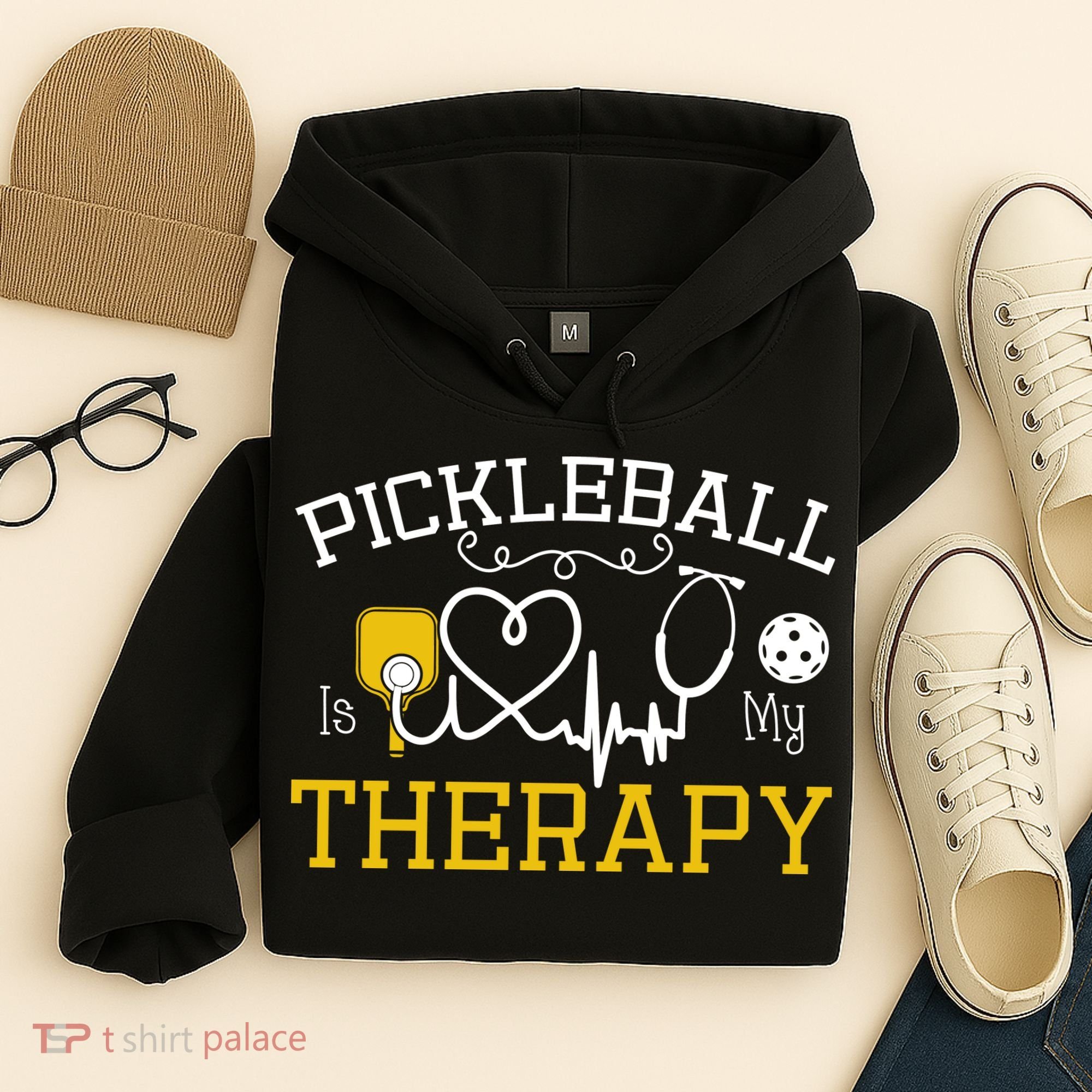 Funny Pickleball Is My Therapy Pickleball Player Humor Hoodie