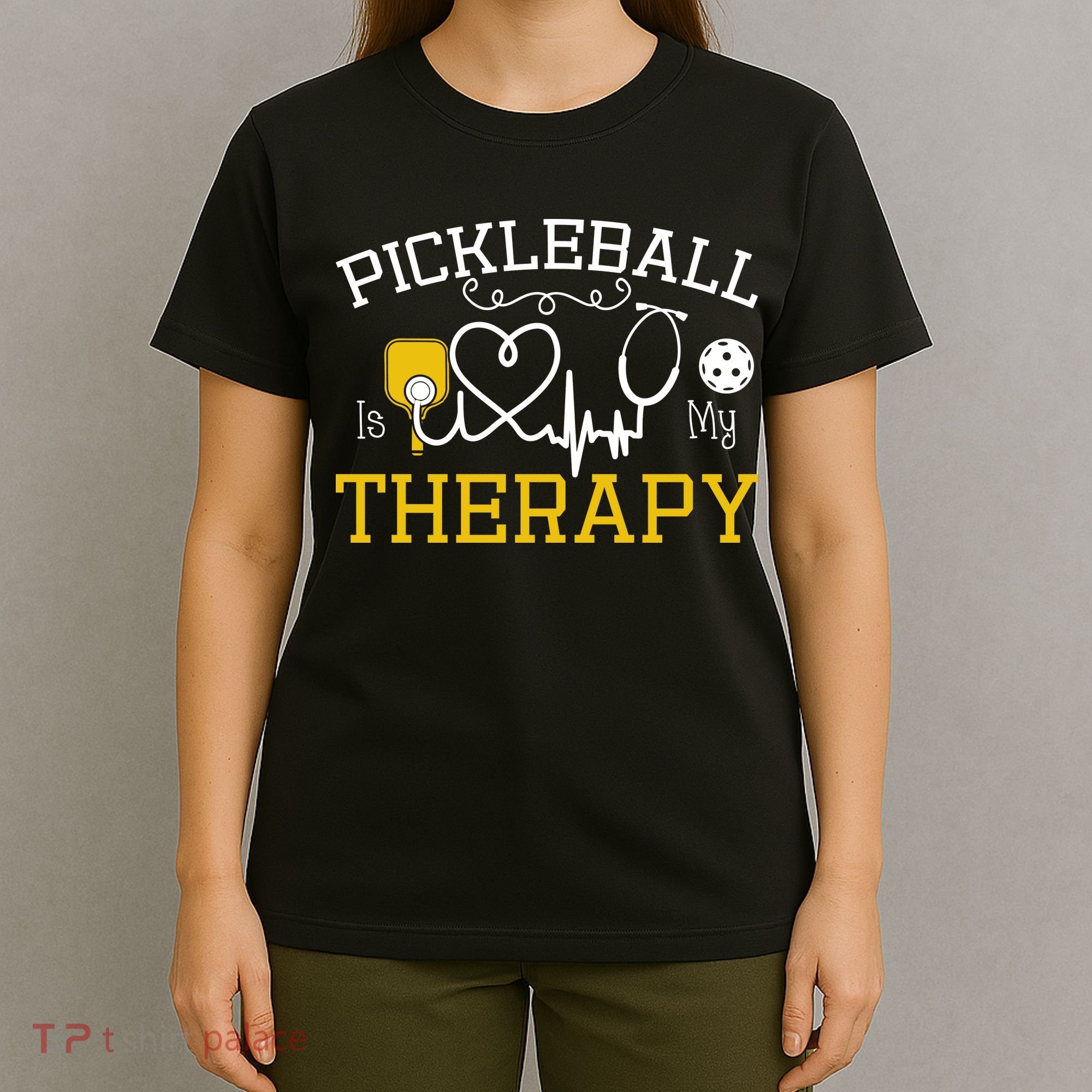 Funny Pickleball Is My Therapy Pickleball Player Humor T-Shirt