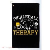 Funny Pickleball Is My Therapy Pickleball Player Humor Golf Towel thumb 0