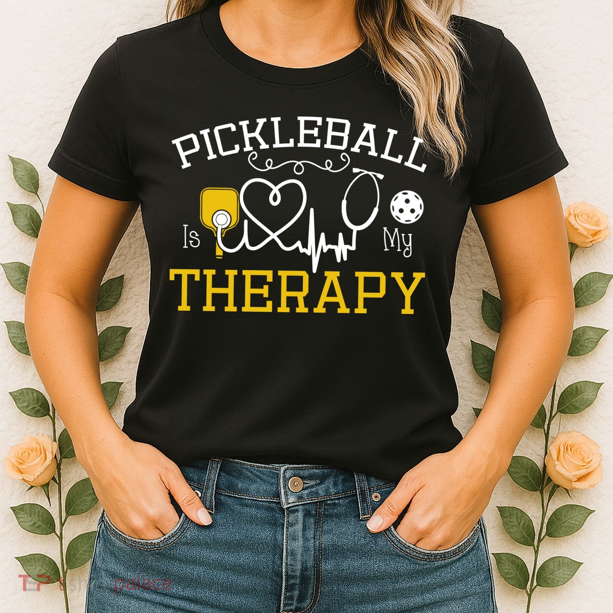 Funny Pickleball Is My Therapy Pickleball Player Humor Women's T-Shirt