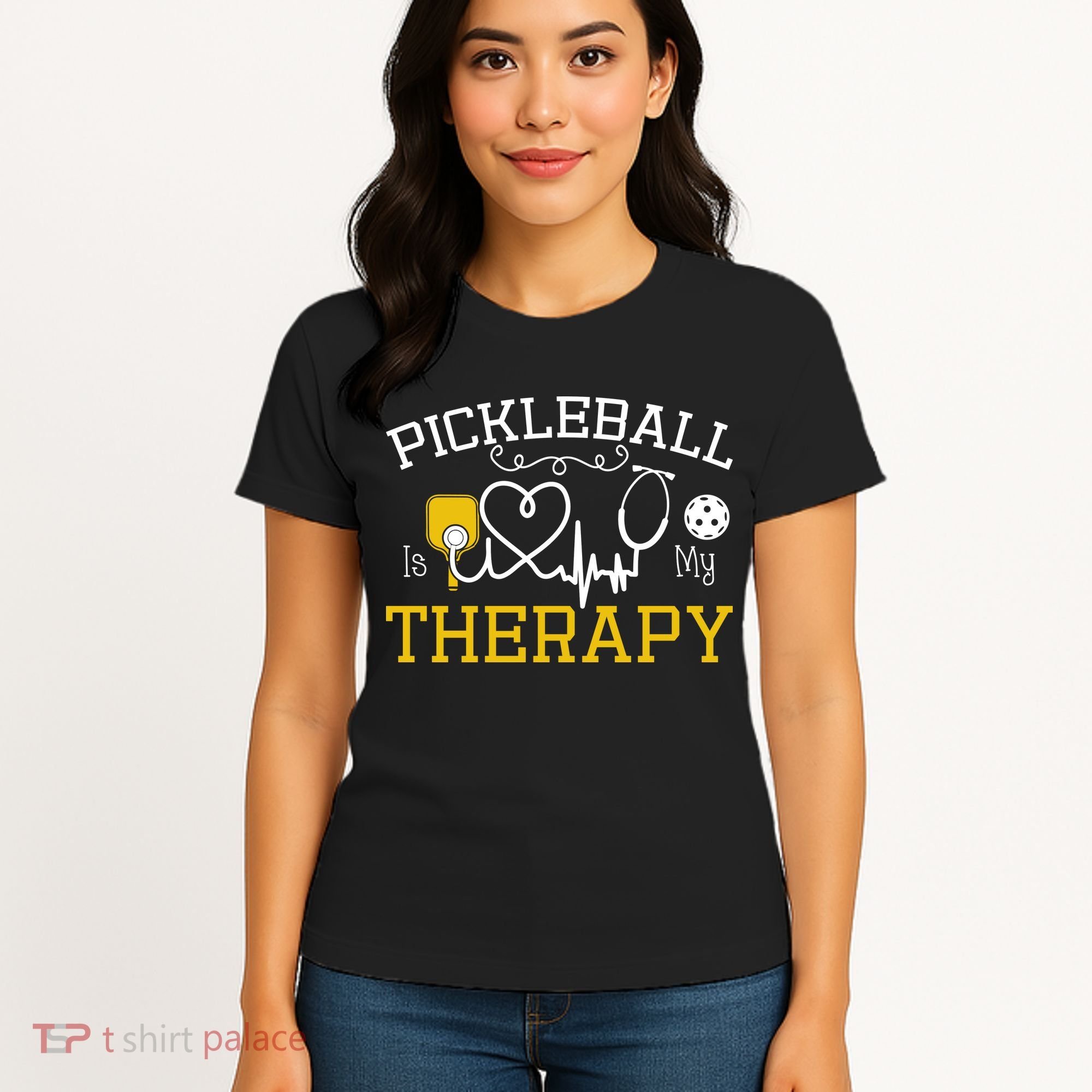 Funny Pickleball Is My Therapy Pickleball Player Humor Women's T-Shirt