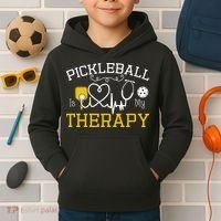 Funny Pickleball Is My Therapy Pickleball Player Humor Kids Hoodie thumb 2