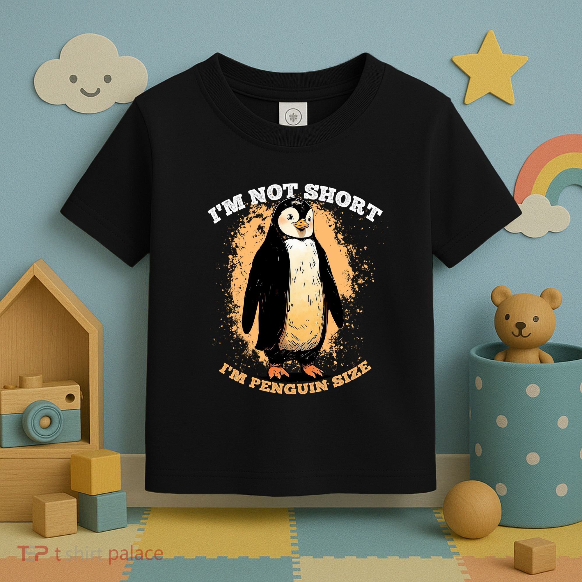 Funny Penguin Im Not Short Im Penguin Size Toddler T-Shirt