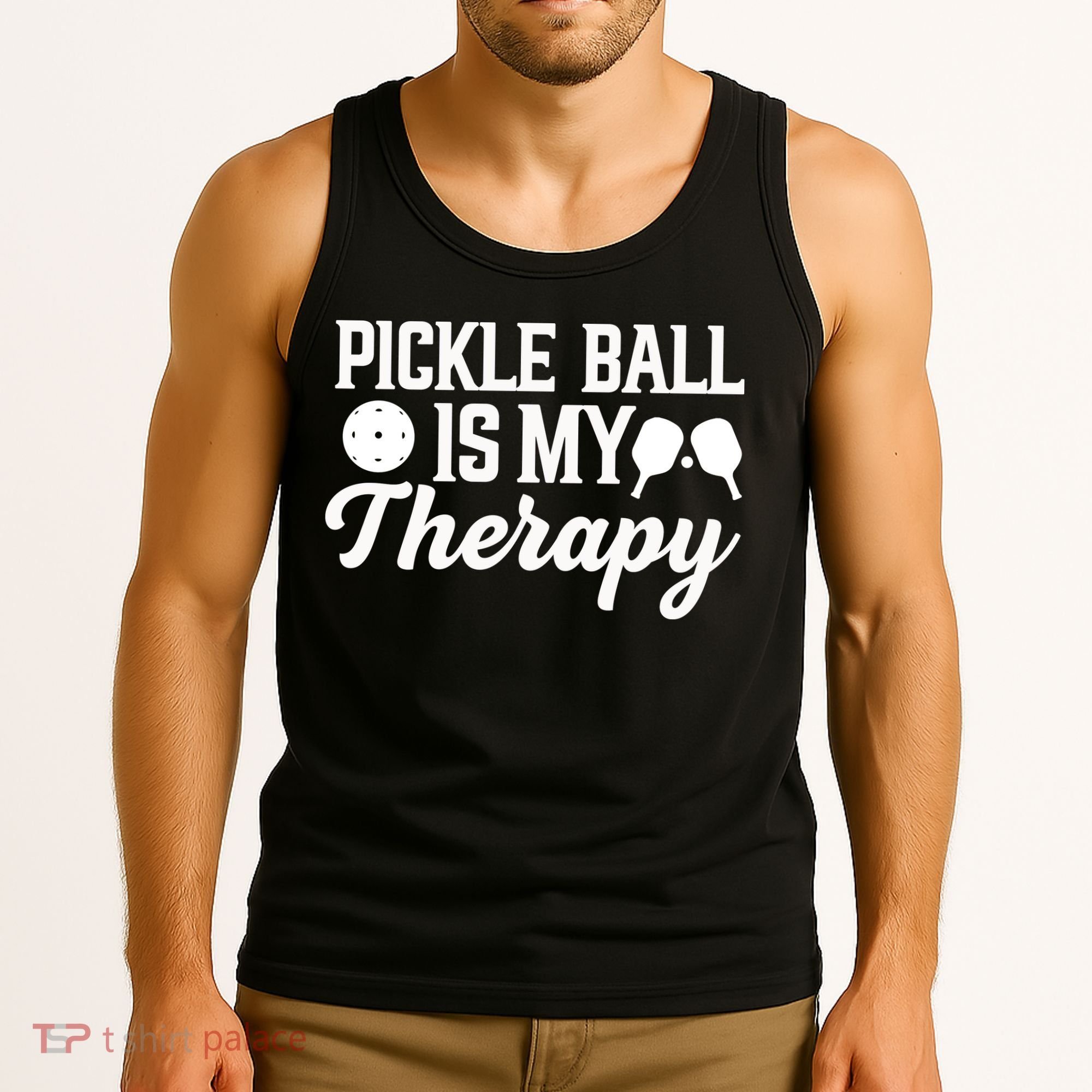 Funny Pickleball Is My Therapy Pickleball Player Humor Tank Top