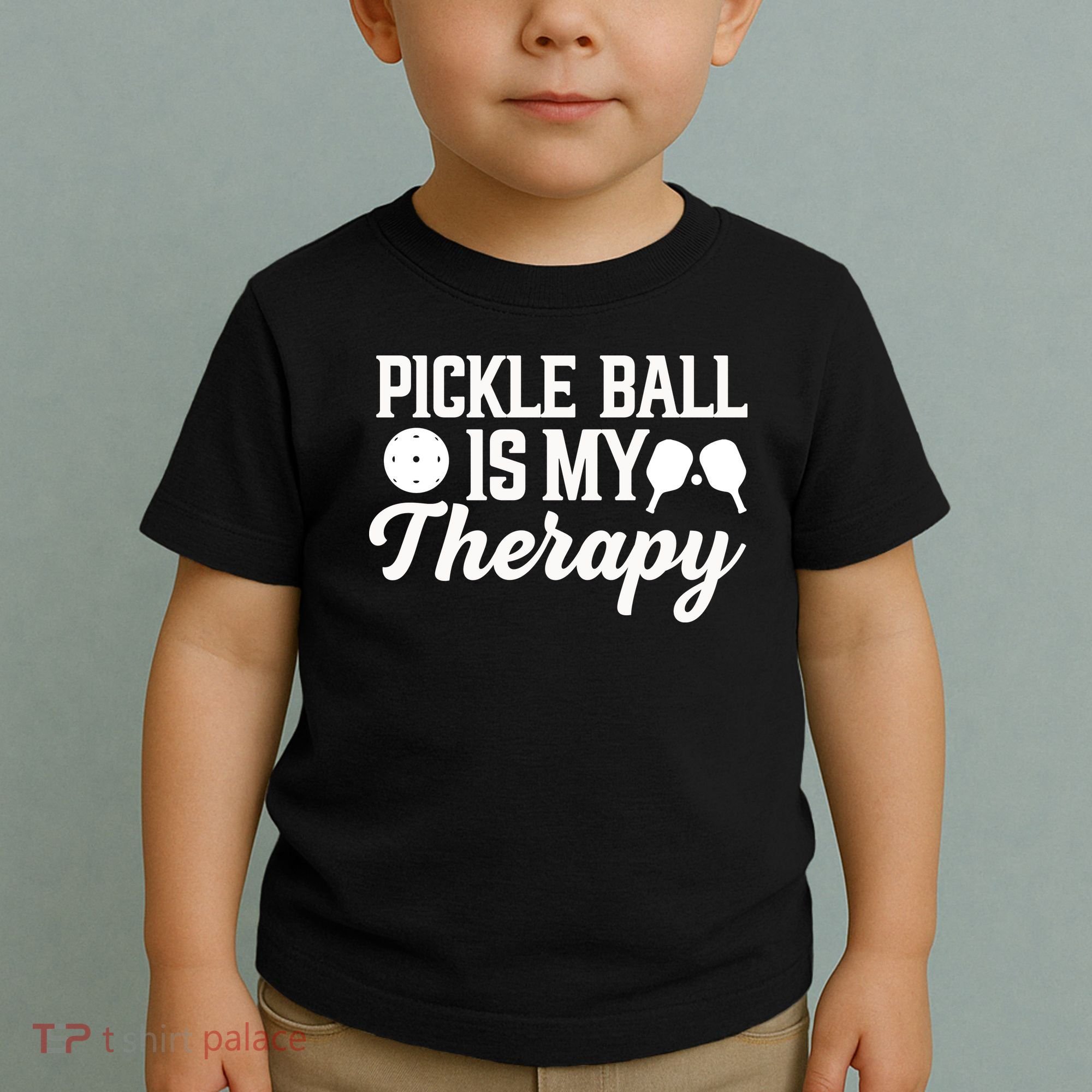 Funny Pickleball Is My Therapy Pickleball Player Humor Toddler T-Shirt