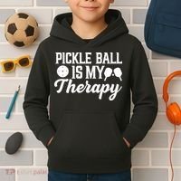 Funny Pickleball Is My Therapy Pickleball Player Humor Kids Hoodie thumb 2