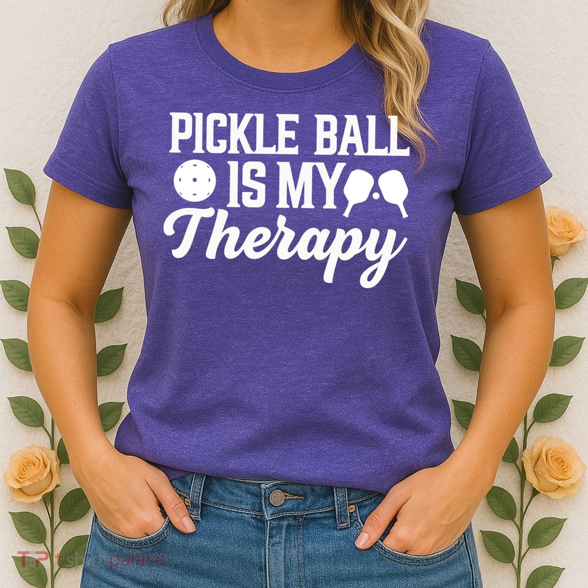 Funny Pickleball Is My Therapy Pickleball Player Humor Women's T-Shirt