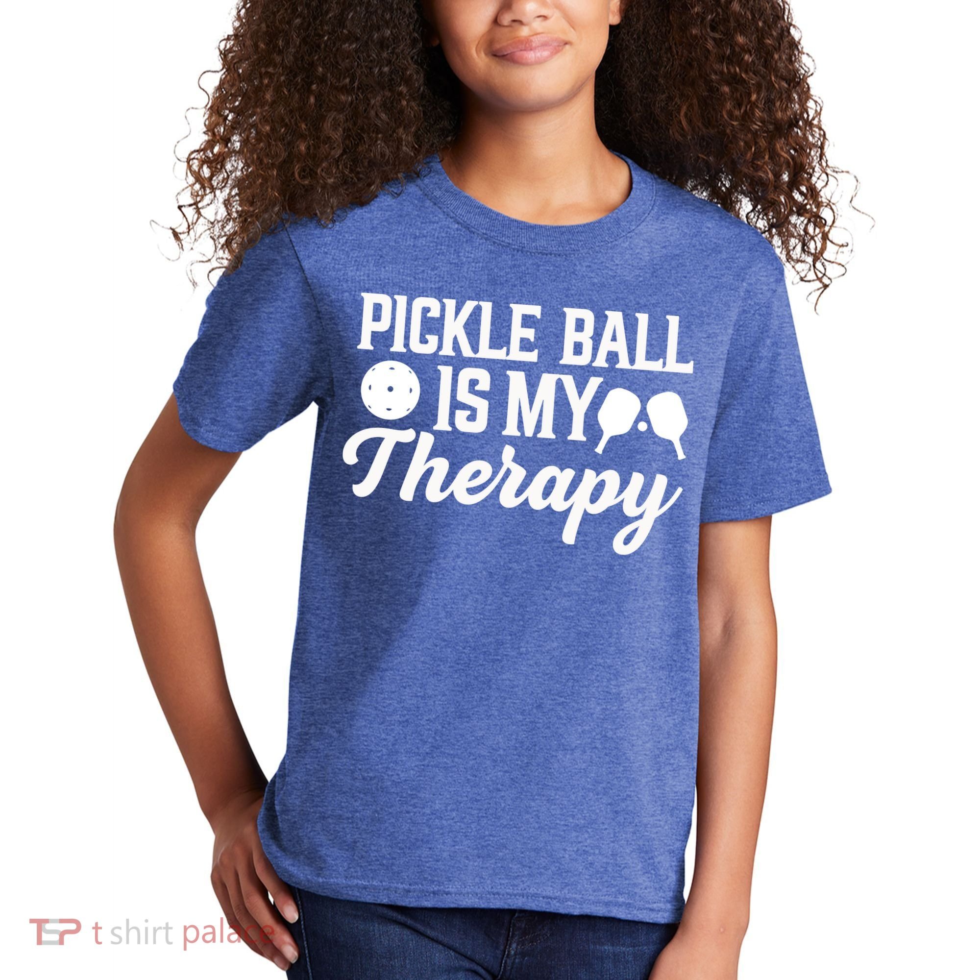 Funny Pickleball Is My Therapy Pickleball Player Humor Kids T-Shirt