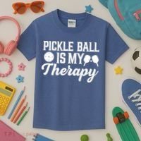 Funny Pickleball Is My Therapy Pickleball Player Humor Kids T-Shirt thumb 3