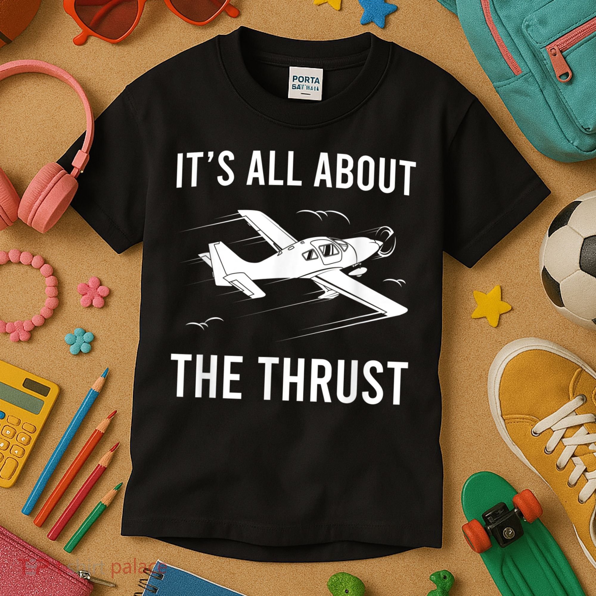Funny Pilot It's All About The Thrust Airplane Pilot Kids T-Shirt