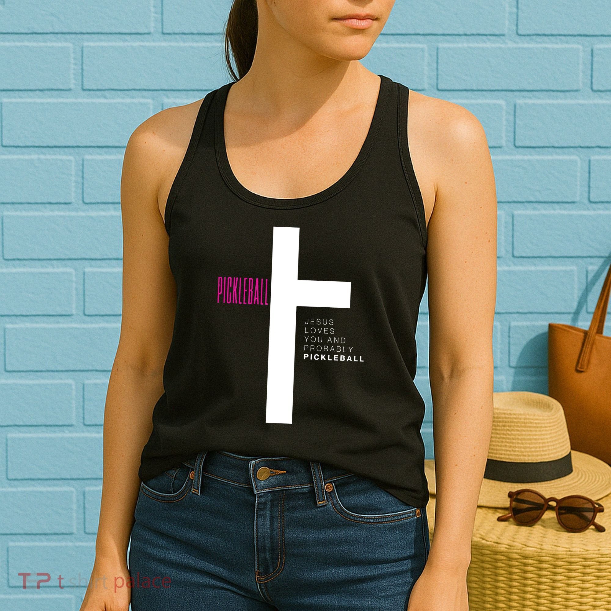 Funny Pickleball Jesus Cross Dink Shot Legend Paddle Pickler Women's Tank Top