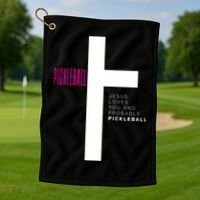 Funny Pickleball Jesus Cross Dink Shot Legend Paddle Pickler Golf Towel thumb 1