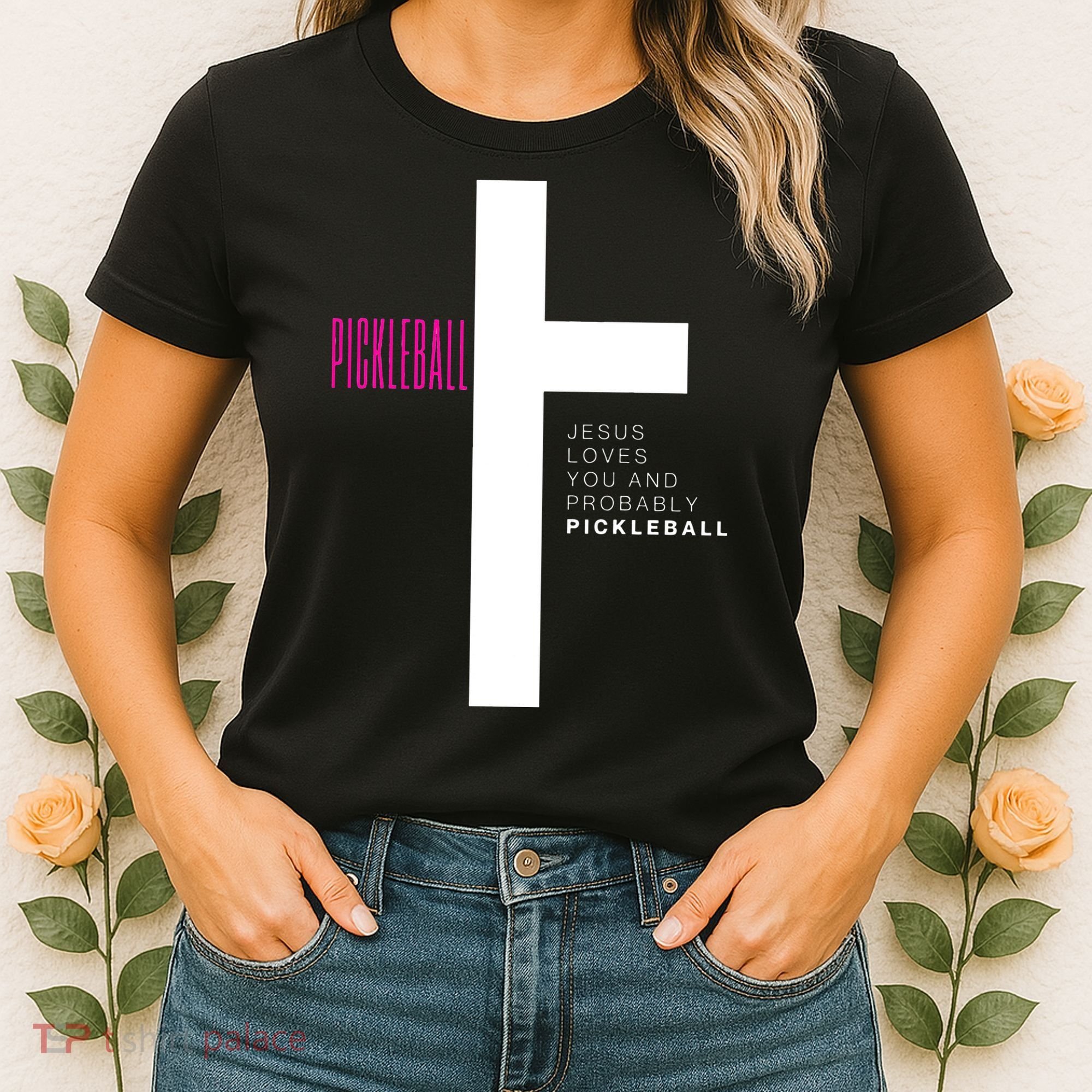 Funny Pickleball Jesus Cross Dink Shot Legend Paddle Pickler Women's T-Shirt