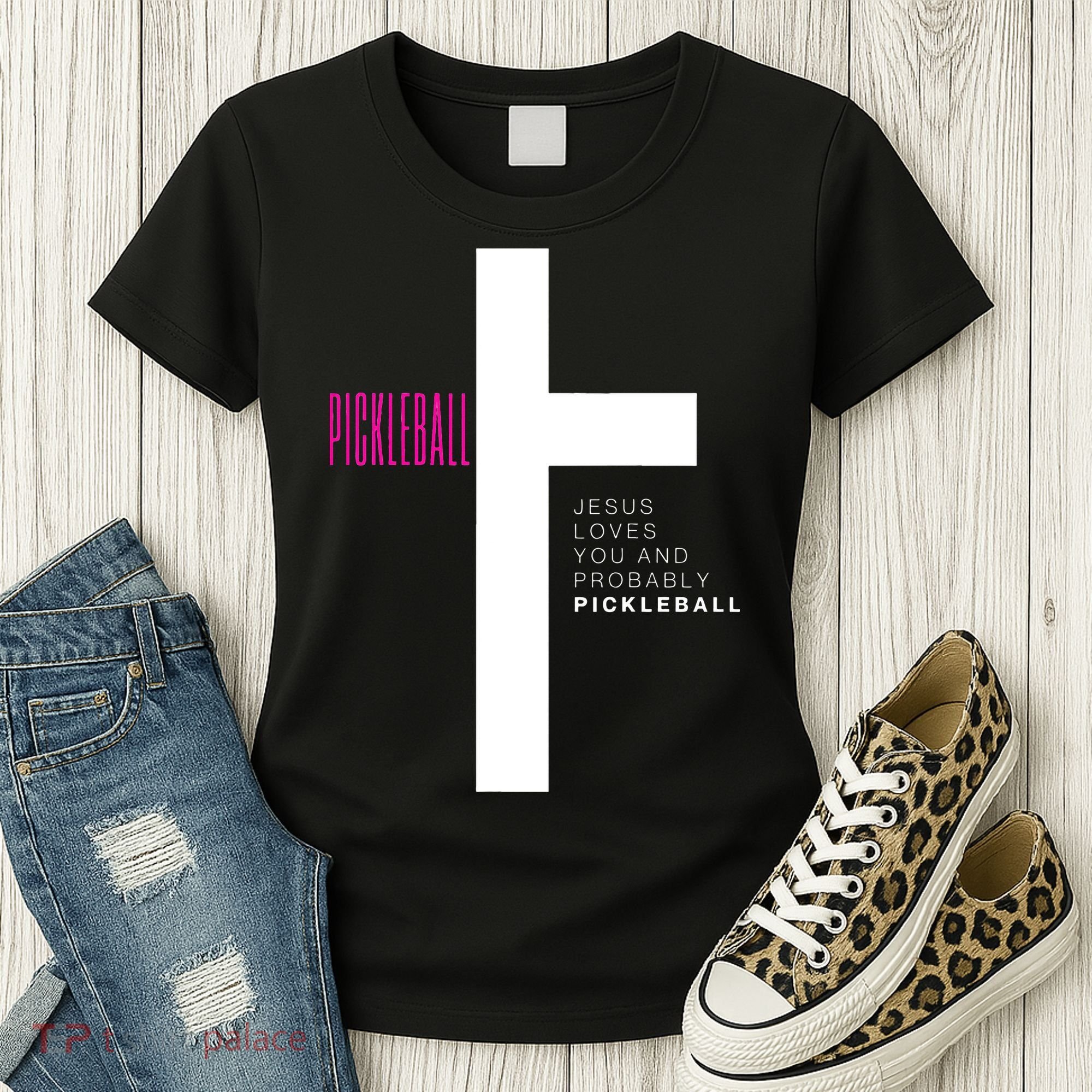 Funny Pickleball Jesus Cross Dink Shot Legend Paddle Pickler Women's T-Shirt