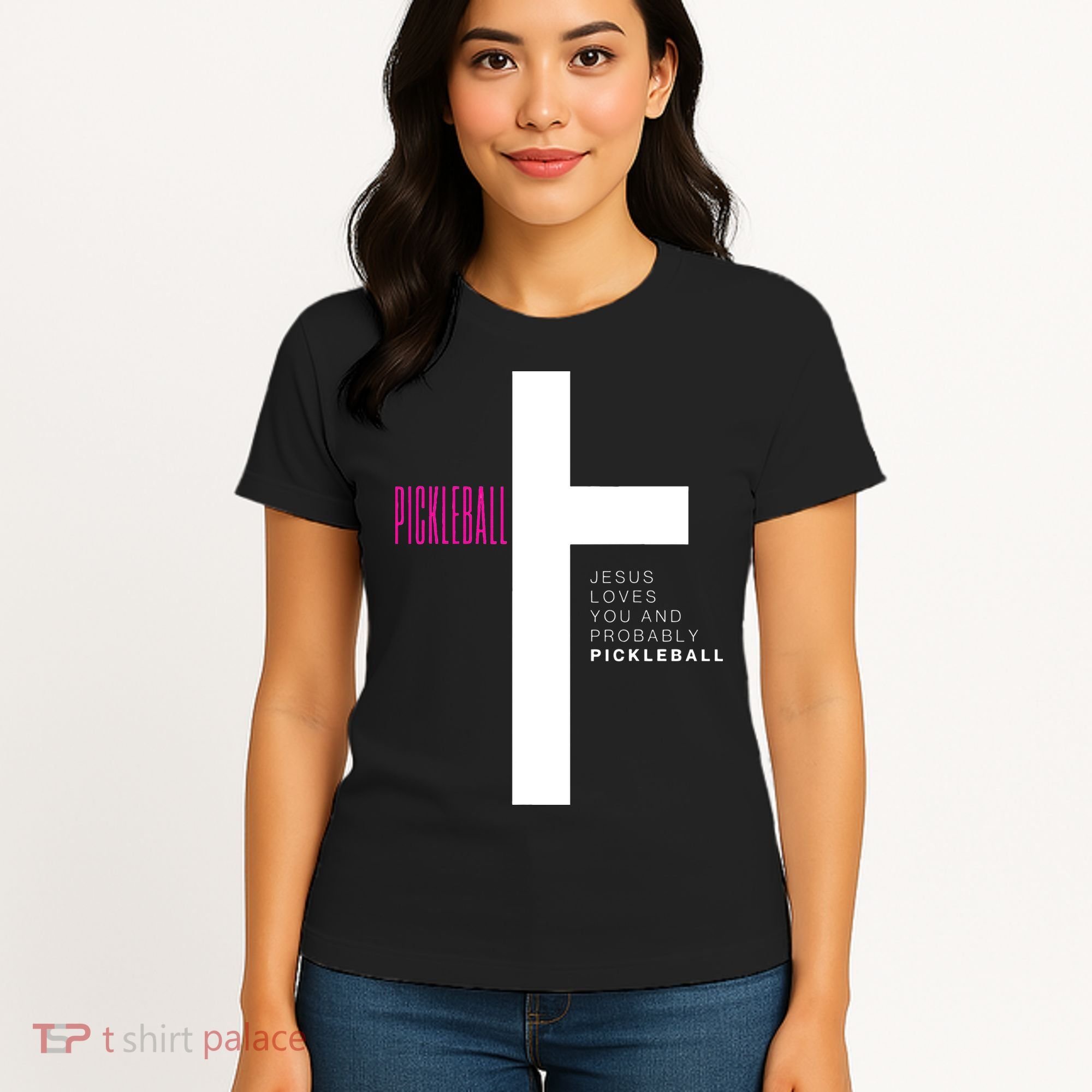 Funny Pickleball Jesus Cross Dink Shot Legend Paddle Pickler Women's T-Shirt