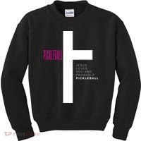 Funny Pickleball Jesus Cross Dink Shot Legend Paddle Pickler Kids Sweatshirt thumb 0