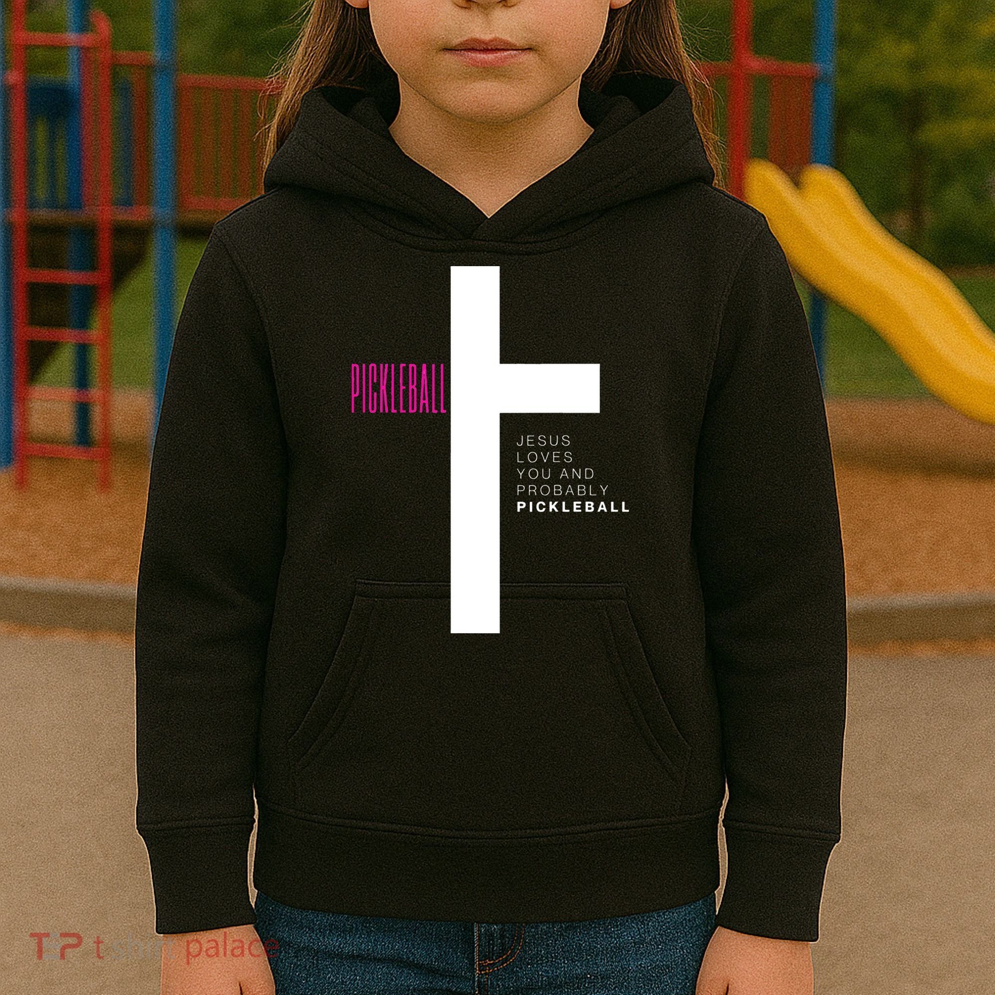 Funny Pickleball Jesus Cross Dink Shot Legend Paddle Pickler Kids Hoodie