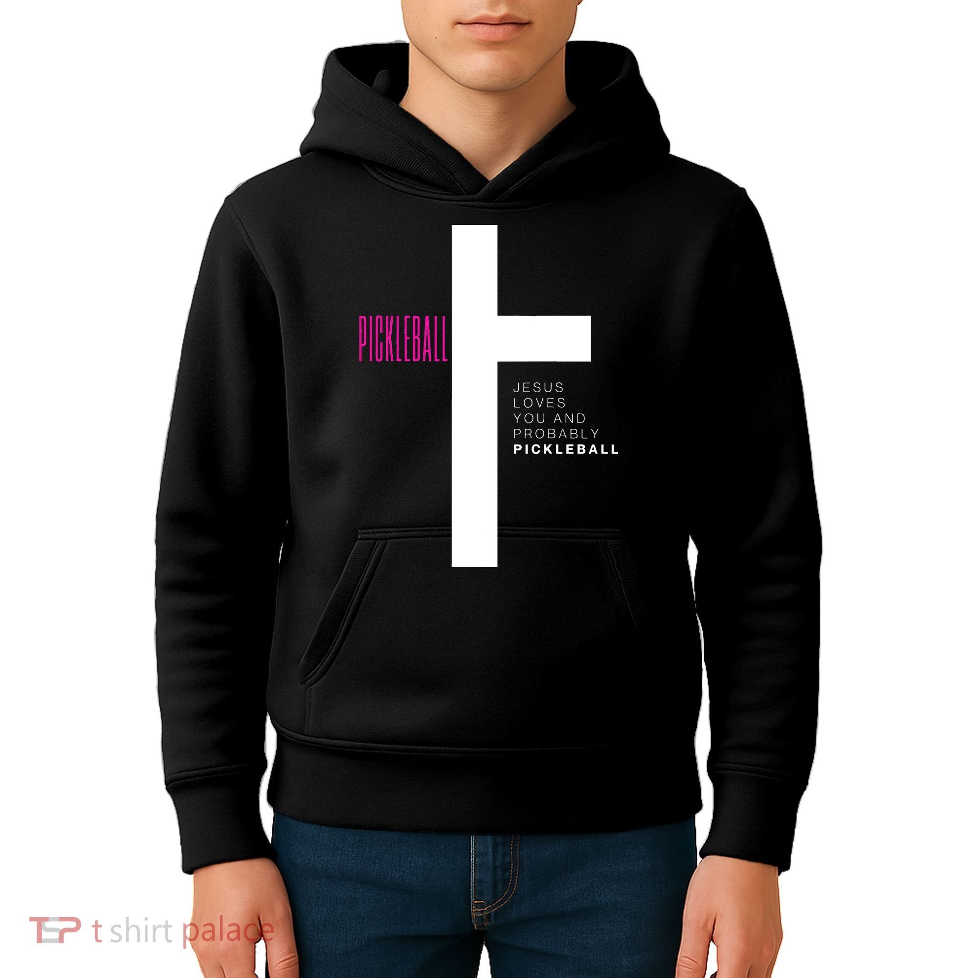 Funny Pickleball Jesus Cross Dink Shot Legend Paddle Pickler Kids Hoodie