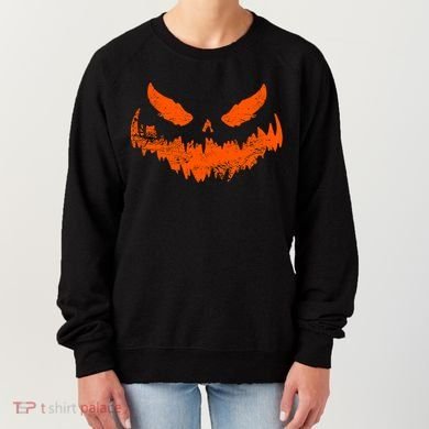 Funny Pumpkin Jack O Lantern Scary Pumpkin Face Halloween Women's Sweatshirt