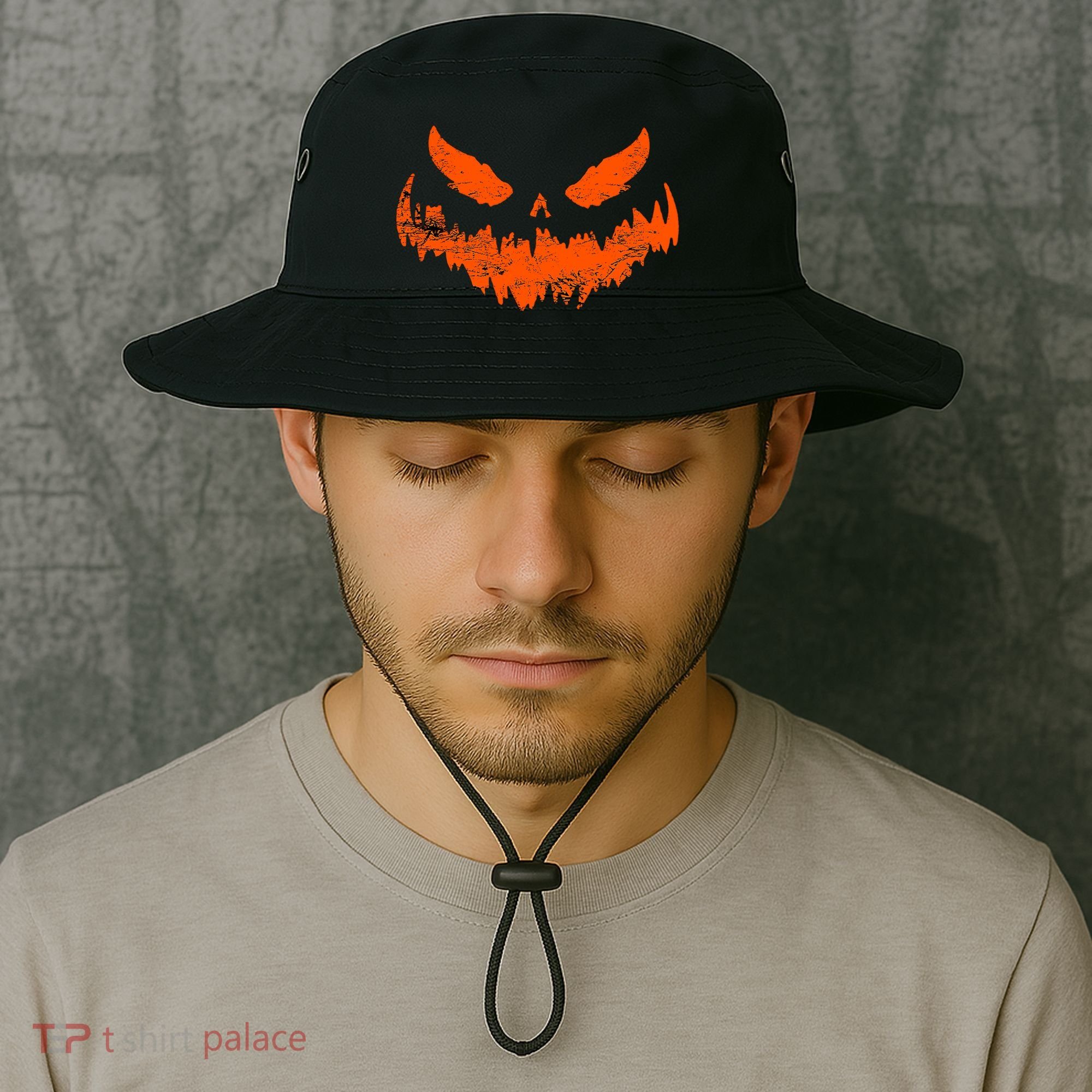 Funny Pumpkin Jack O Lantern Scary Pumpkin Face Halloween Bucket Hat