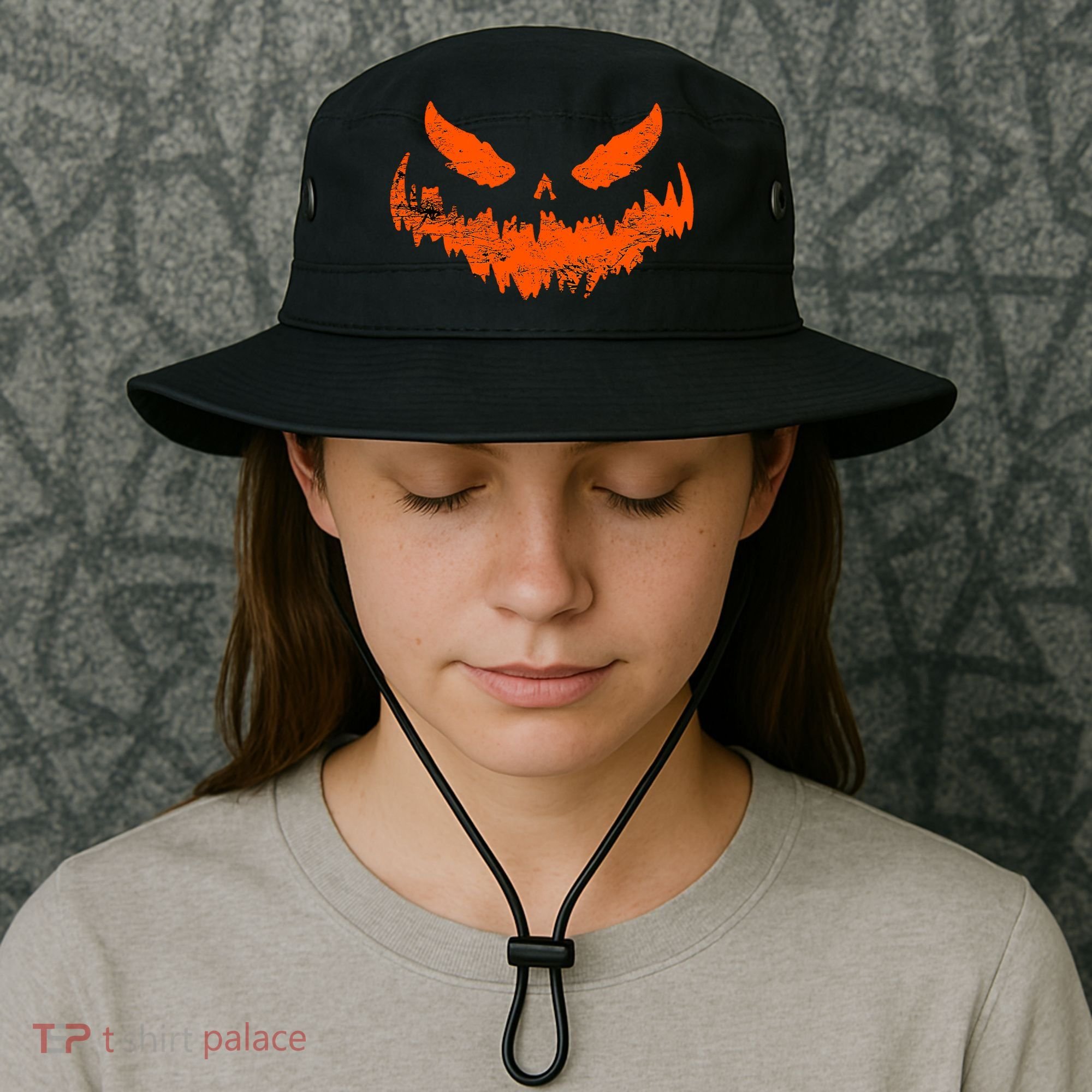Funny Pumpkin Jack O Lantern Scary Pumpkin Face Halloween Bucket Hat
