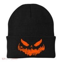 Funny Pumpkin Jack O Lantern Scary Pumpkin Face Halloween Beanie thumb 0