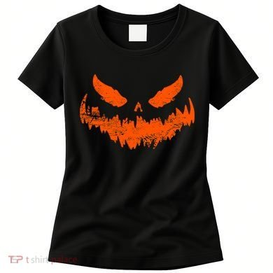 Funny Pumpkin Jack O Lantern Scary Pumpkin Face Halloween Women's T-Shirt