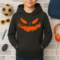 Funny Pumpkin Jack O Lantern Scary Pumpkin Face Halloween Kids Hoodie thumb 2