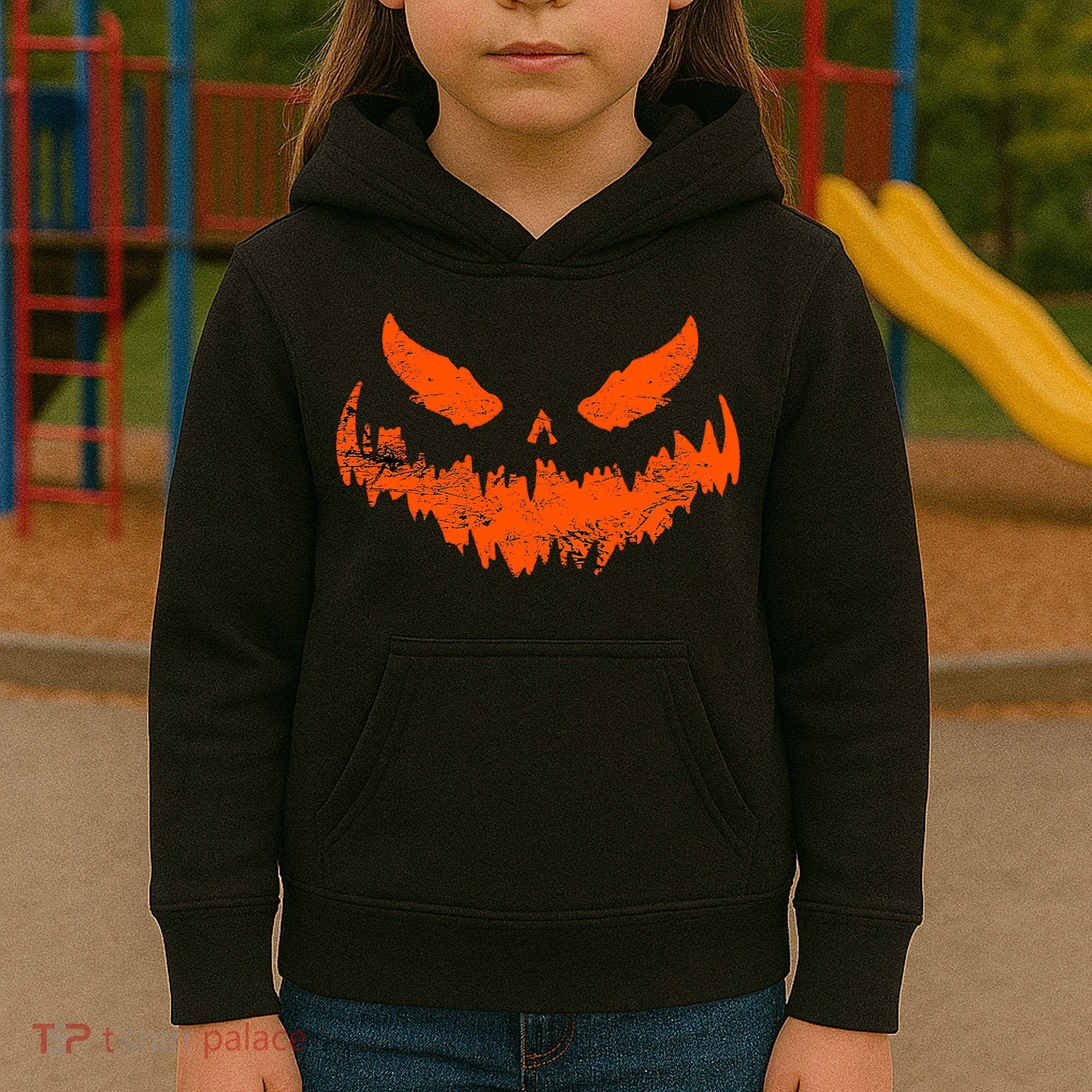 Funny Pumpkin Jack O Lantern Scary Pumpkin Face Halloween Kids Hoodie