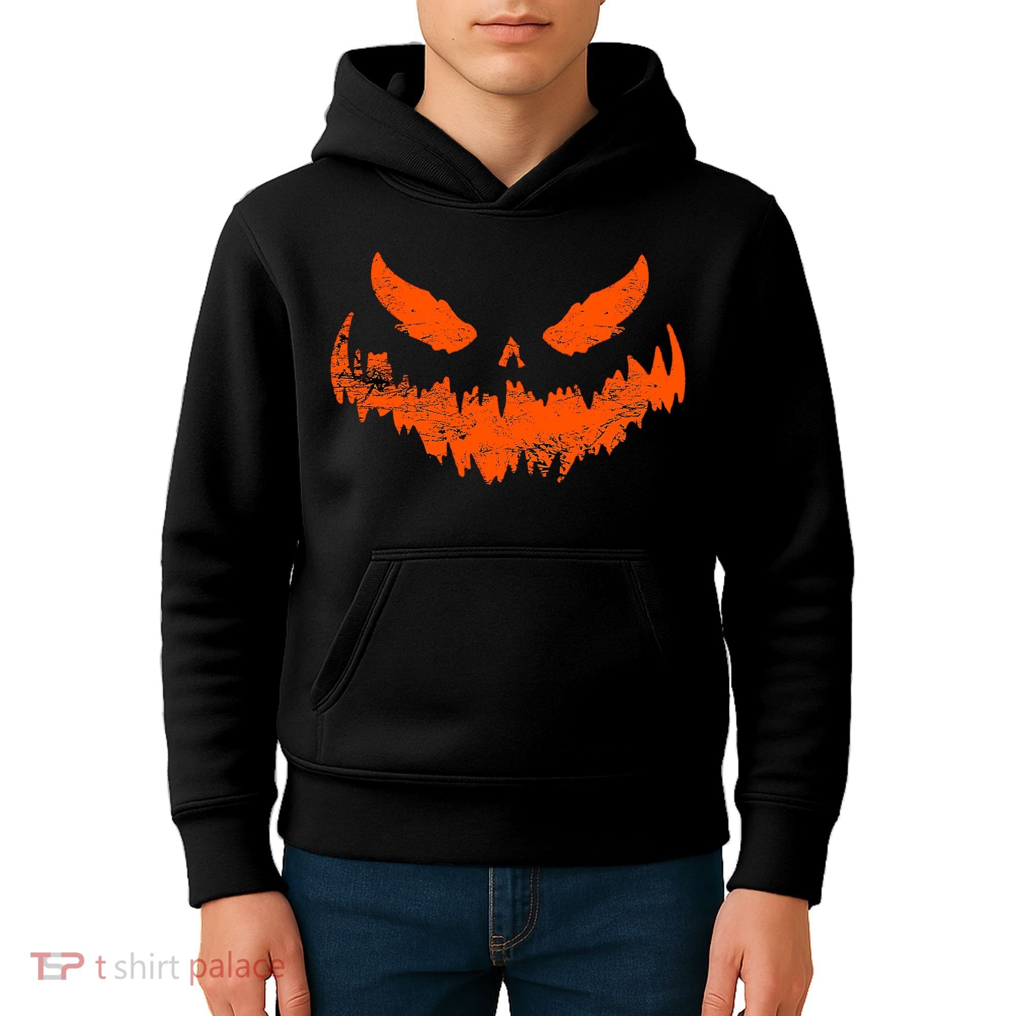 Funny Pumpkin Jack O Lantern Scary Pumpkin Face Halloween Kids Hoodie
