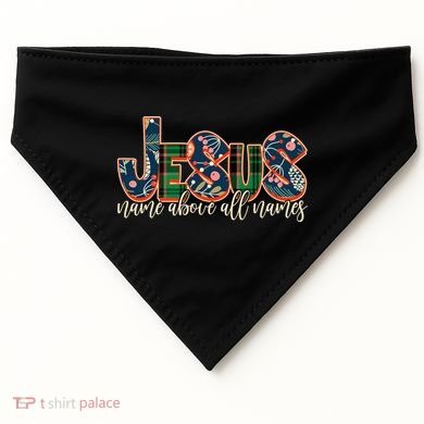 Festive Patten Jesus Name Above All Names USA-Made Doggie Bandana