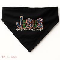 Festive Patten Jesus Name Above All Names USA-Made Doggie Bandana thumb 0