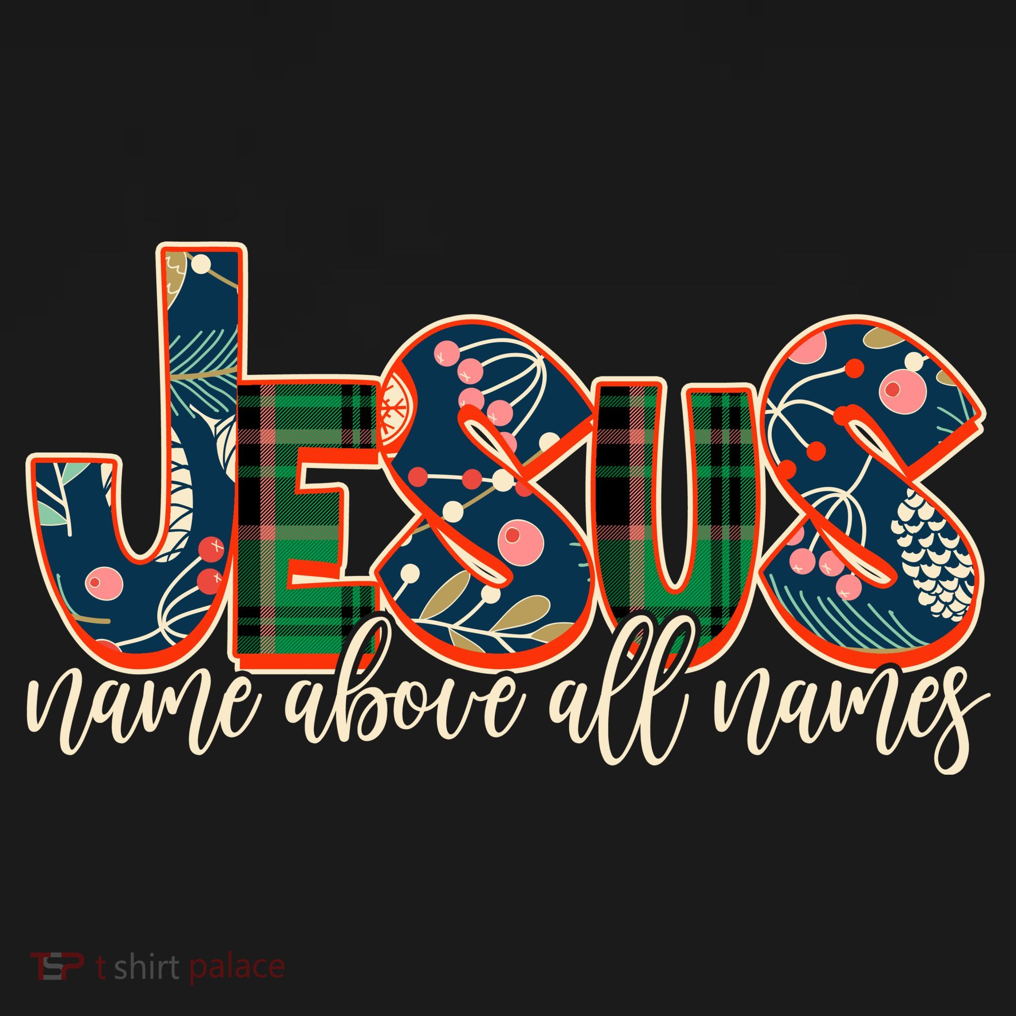 Festive Patten Jesus Name Above All Names Tank Top