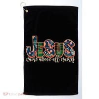 Festive Patten Jesus Name Above All Names Golf Towel thumb 0