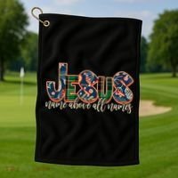 Festive Patten Jesus Name Above All Names Golf Towel thumb 1