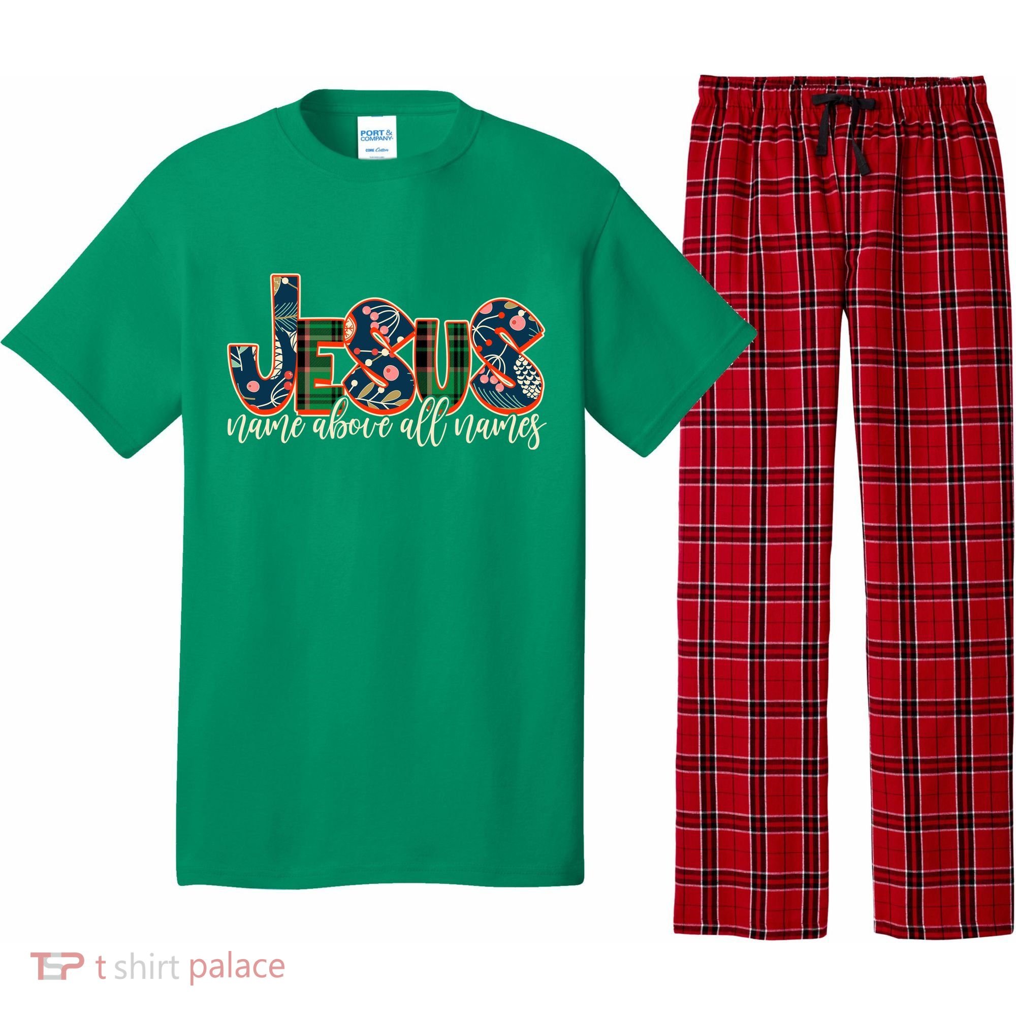 Festive Patten Jesus Name Above All Names Pajama Set
