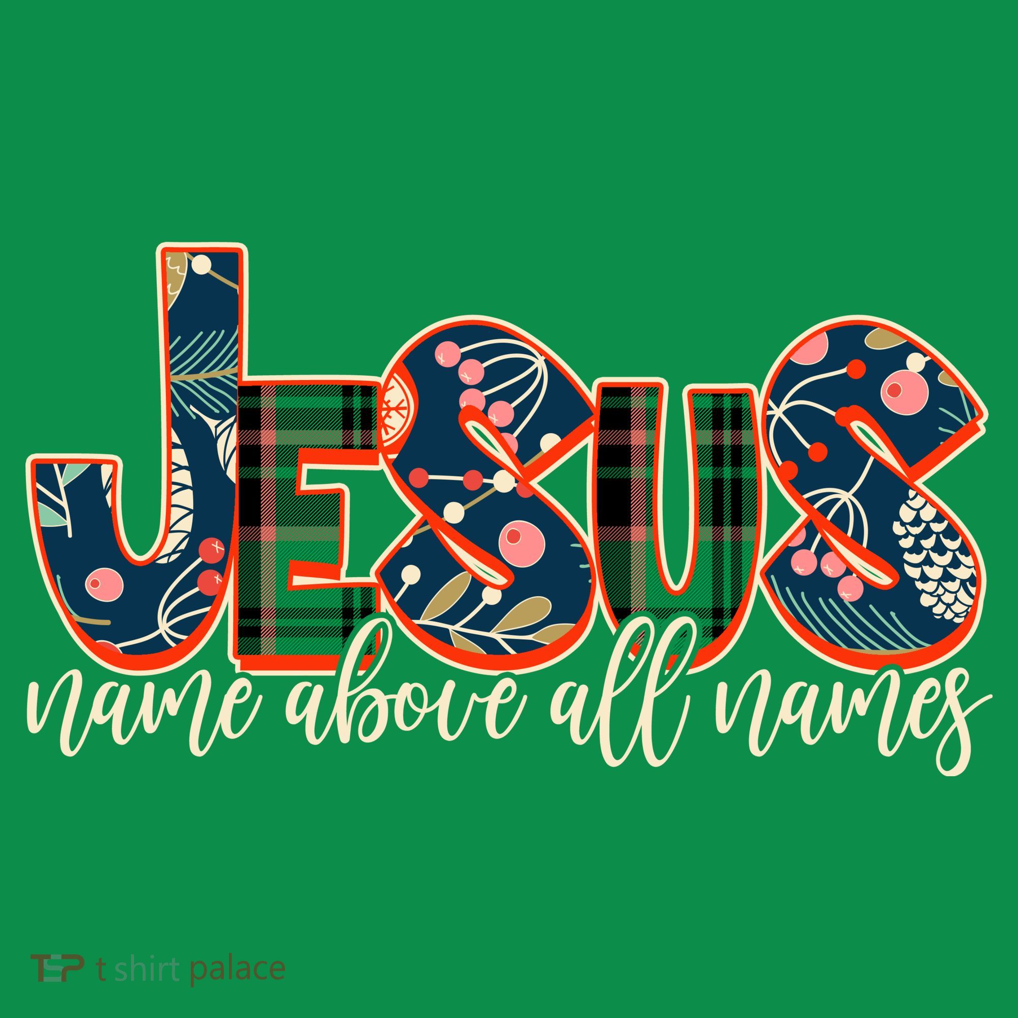 Festive Patten Jesus Name Above All Names Baby Bodysuit