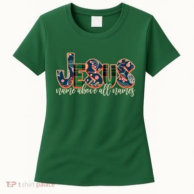 Festive Patten Jesus Name Above All Names Women's T-Shirt
