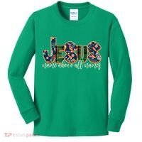 Festive Patten Jesus Name Above All Names Kids Long Sleeve Shirt thumb 0