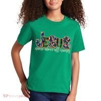 Festive Patten Jesus Name Above All Names Kids T-Shirt thumb 2