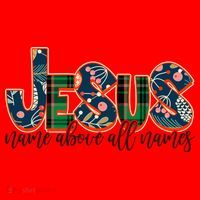 Festive Patten Jesus Name Above All Names Santa Hat thumb 1