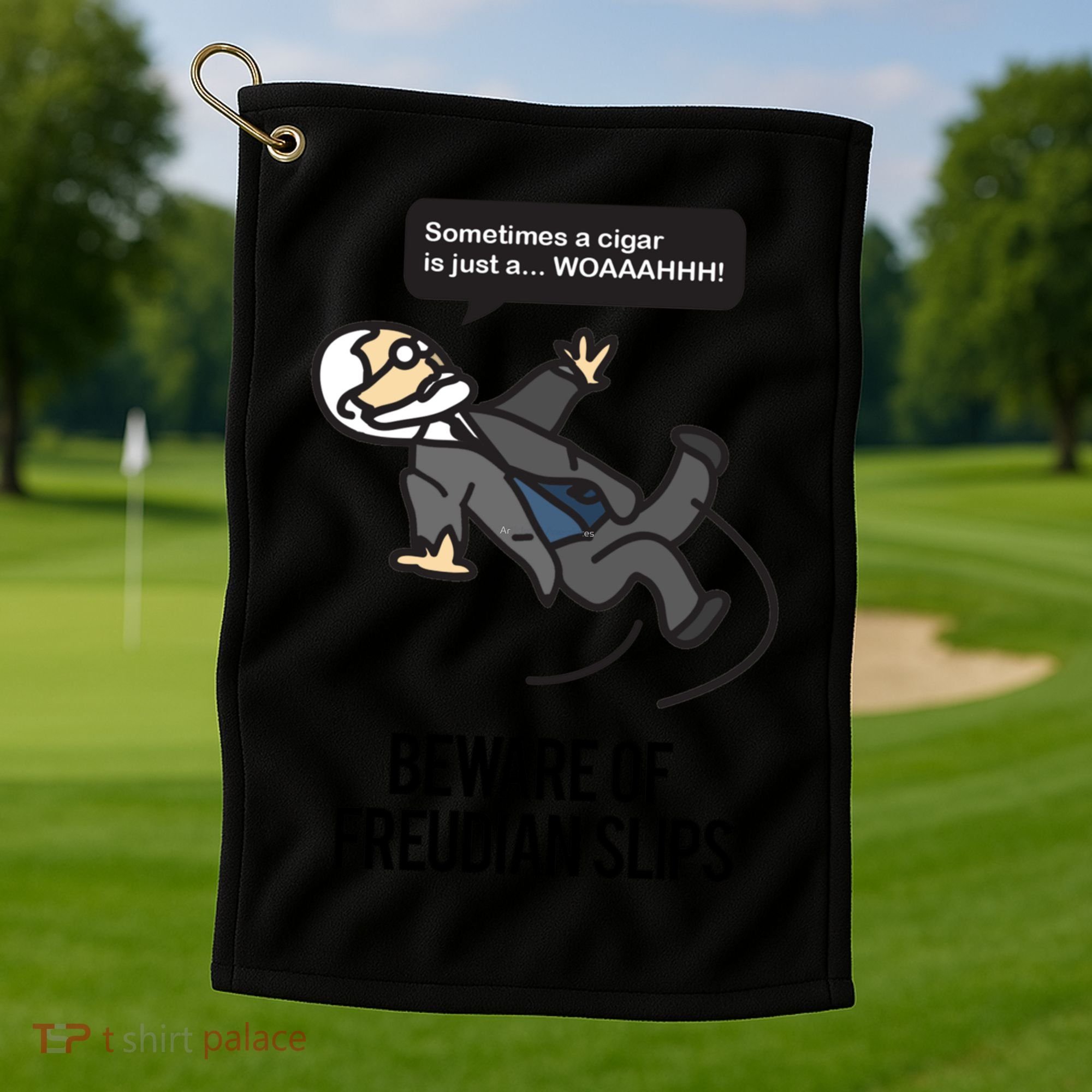 Funny Psychology Joke Sigmund Freud Beware Of Freudian Slips Golf Towel